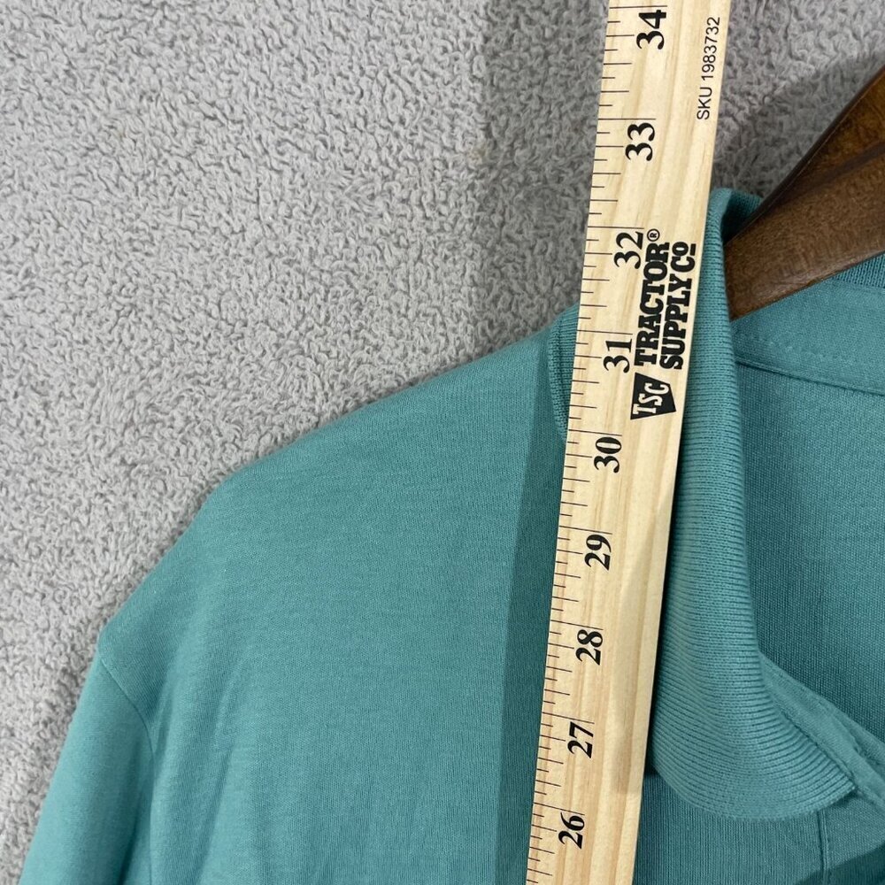 NWOT Lands' End Men's XL Traditional Fit Long-Sleeve Polo Shirt Teal Cotton - Picture 5 of 8